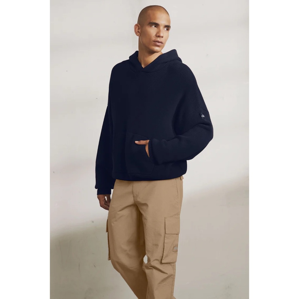 Alo Yoga Scholar Hooded Sweater Navy Small - Picture 14 of 15